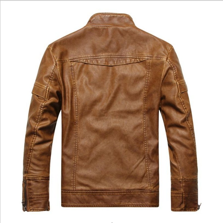 Brown leather Jacket Back view