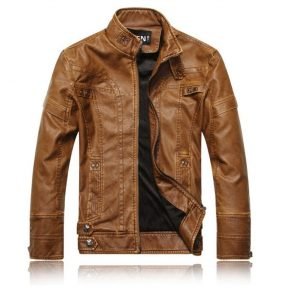 Motorcycle Brown leather Jacket For Men's