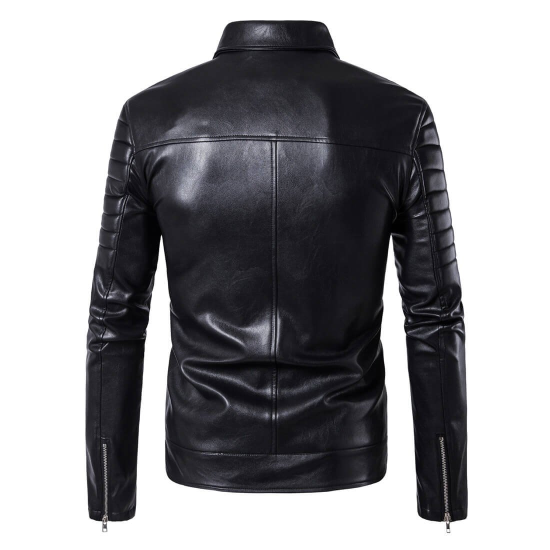 PU Leather Slash Zipper Jacket For Men