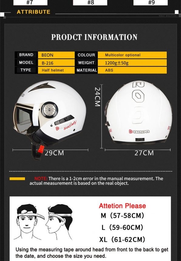 Motorcycle Retro Double Lens Helmet Information