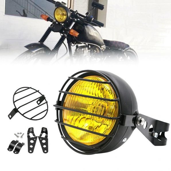 Motorcycle Retro Headlight with Grill