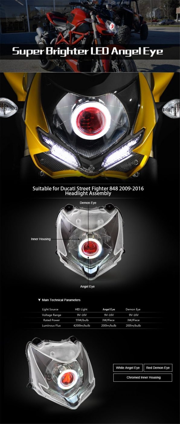 KT LED Headlight Ducati 848 2009-2016