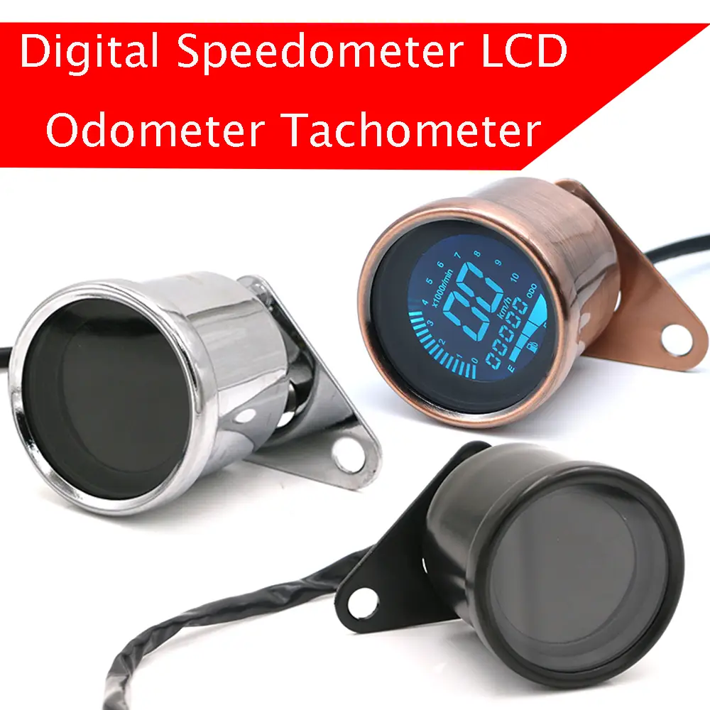 Universal Motorcycle Digital Speedometer Retro LCD Cafe Racer